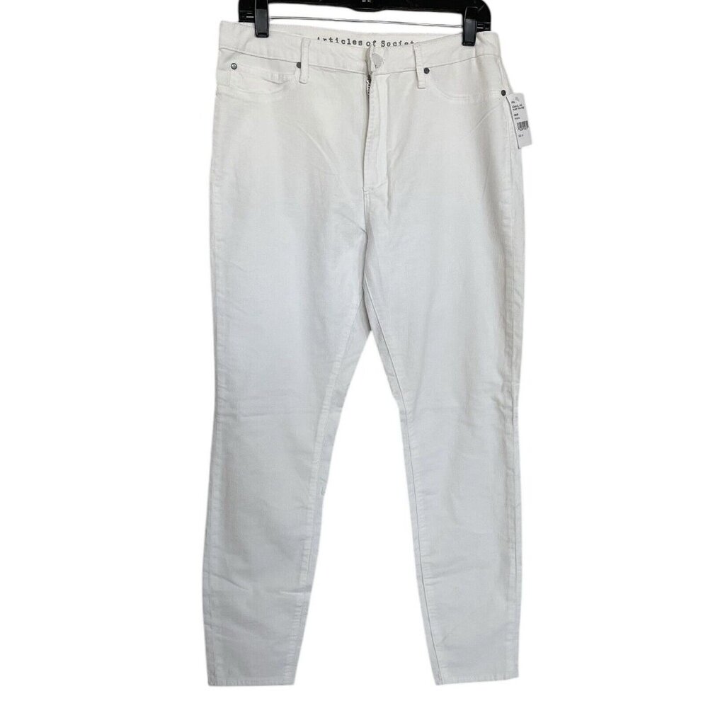 Articles‎ Of Society Pants Size 32 Off White Velour Stretch Ankle Skinny
